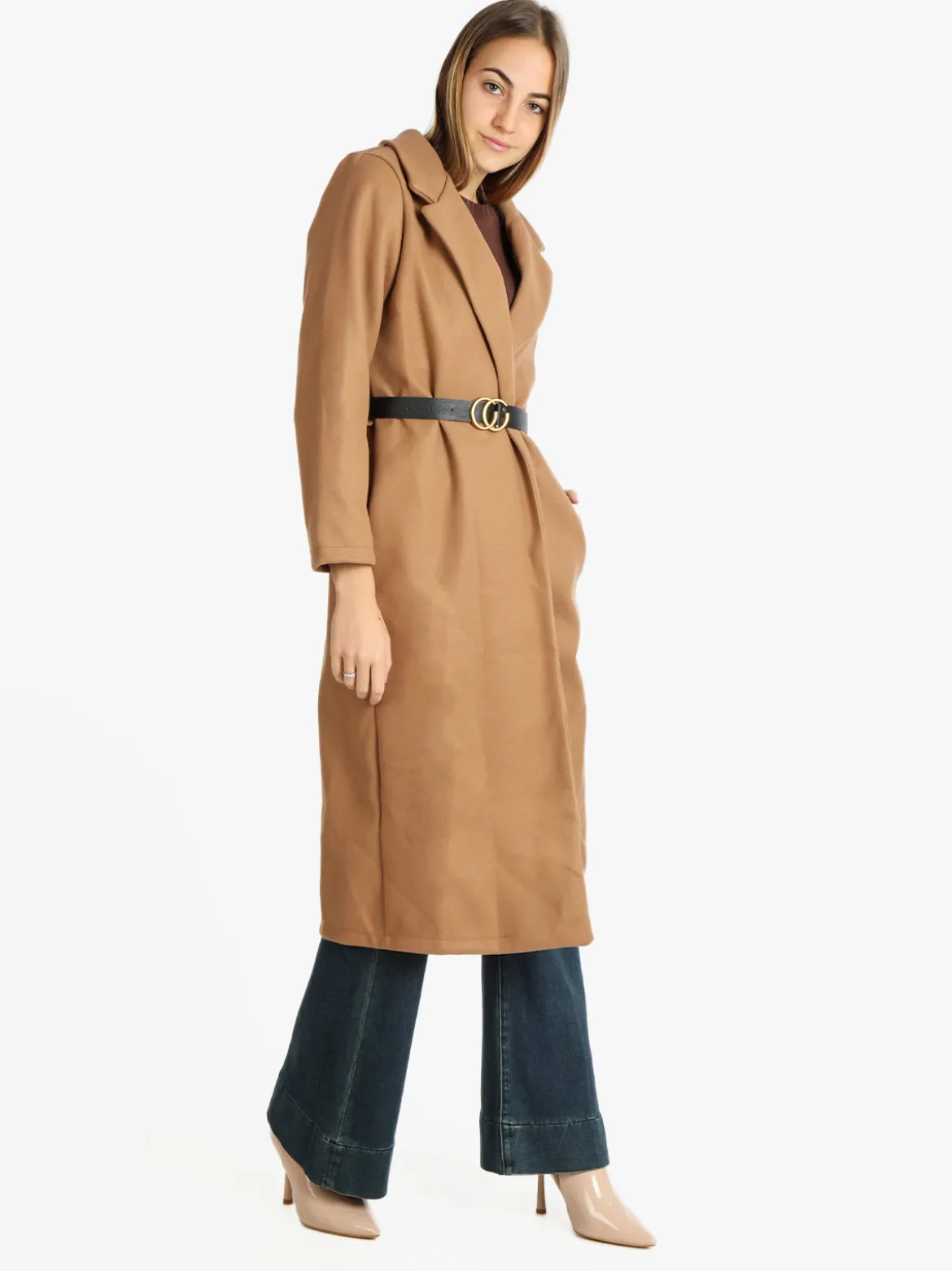 Solada Cappotto lungo classico donna con cintura