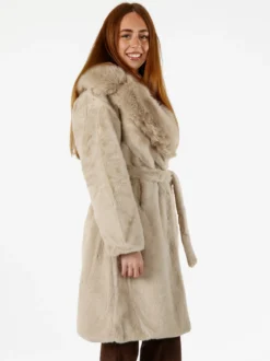 Solada Cappotto lungo da donna in ecopelliccia - beige