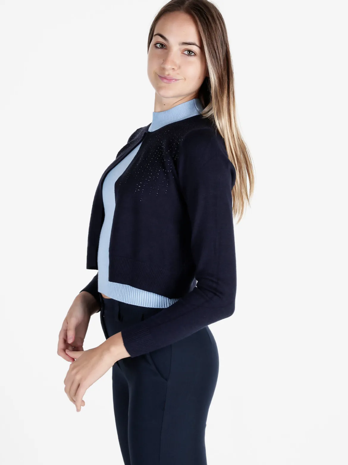 Solada Cardigan aperto da donna in maglia con strass
