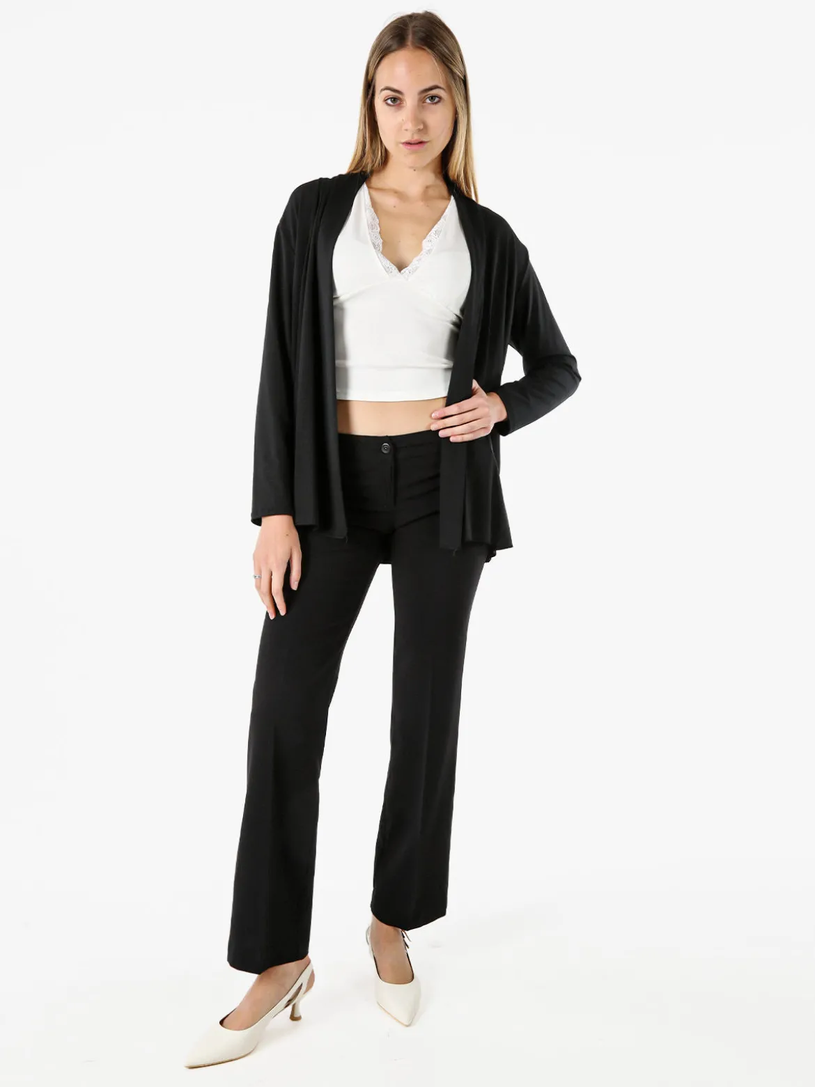 Solada Cardigan donna a maniche lunghe in viscosa - nero