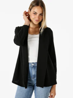Solada Cardigan donna aperto a maniche lunghe - nero