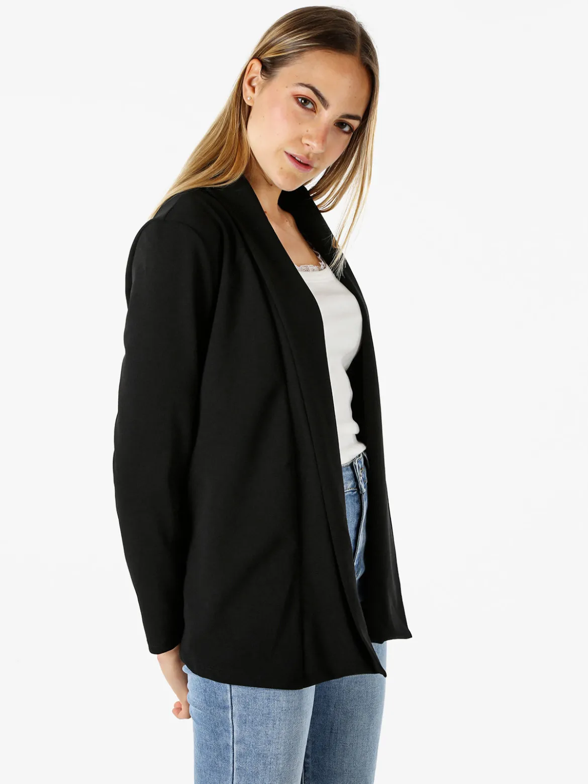 Solada Cardigan donna aperto a maniche lunghe - nero
