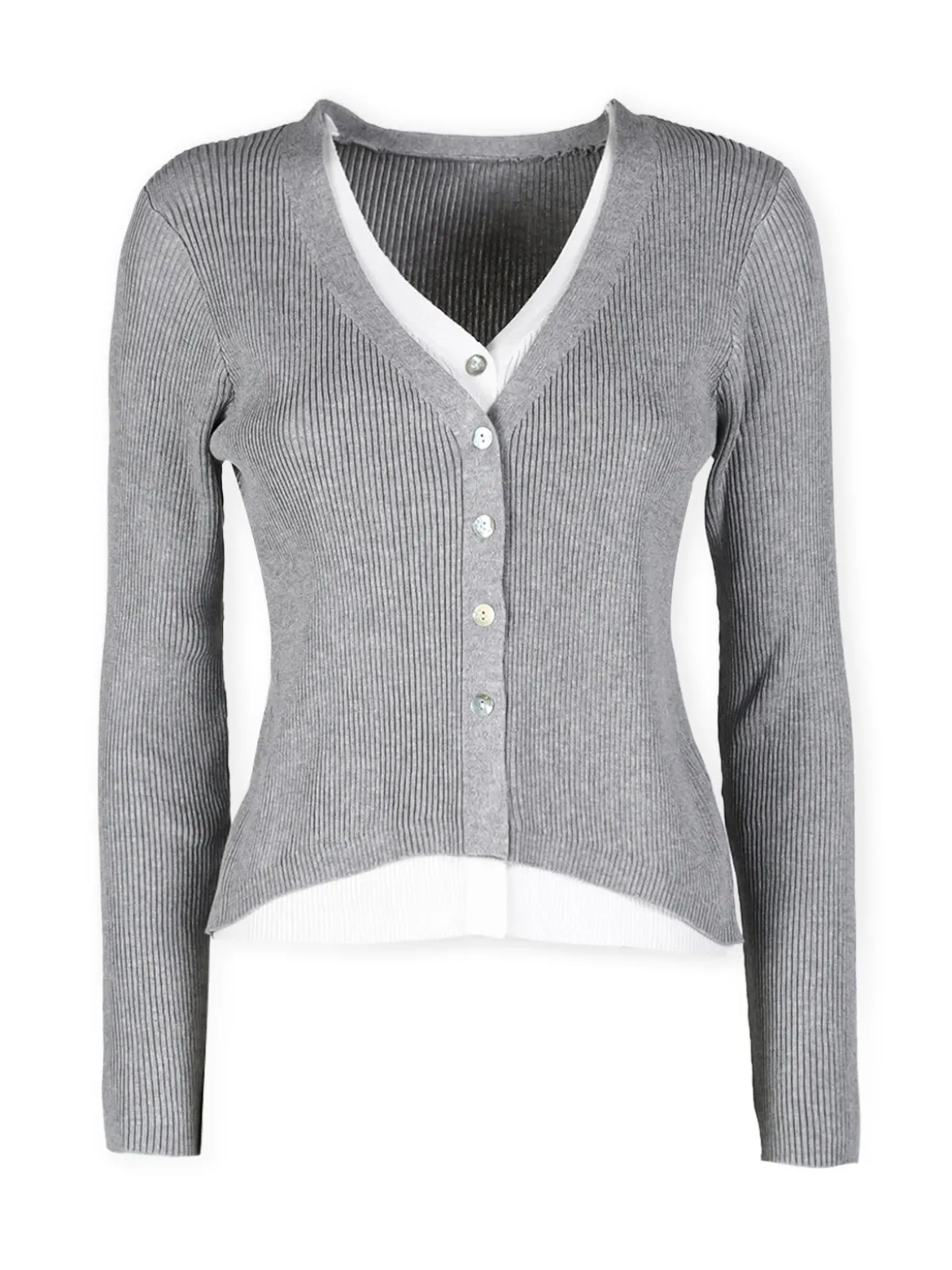Solada Cardigan donna in maglia a costine con bottoni