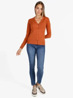 Solada Cardigan donna in maglia con bottoni - arancione