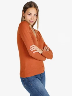 Solada Cardigan donna in maglia con bottoni - arancione