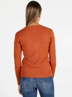 Solada Cardigan donna in maglia con bottoni - arancione