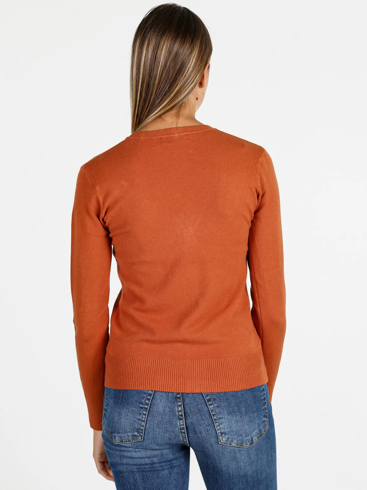 Solada Cardigan donna in maglia con bottoni - arancione