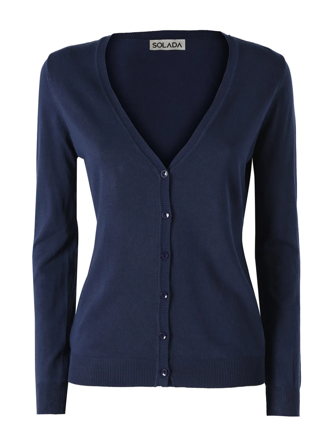 Solada Cardigan donna in maglia con bottoni - blu scuro