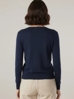 Solada Cardigan donna in maglia con bottoni - blu scuro
