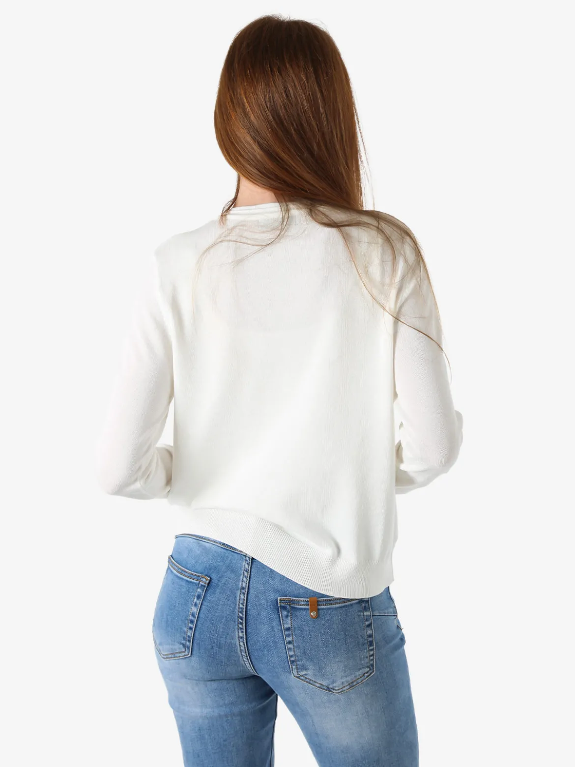 Solada Cardigan donna in maglia con bottoni dorati - bianco