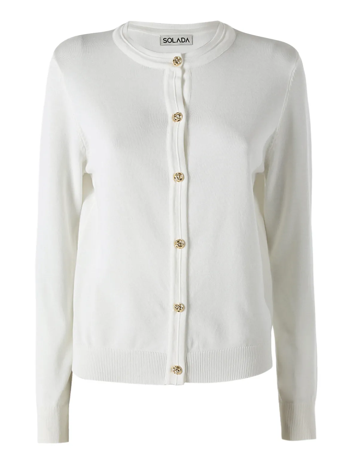 Solada Cardigan donna in maglia con bottoni dorati - bianco