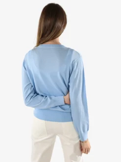 Solada Cardigan donna in maglia con bottoni gioiello - azzurro