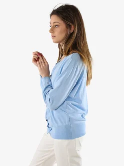 Solada Cardigan donna in maglia con bottoni gioiello - azzurro