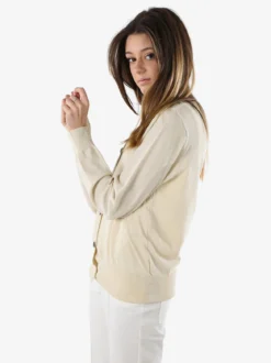 Solada Cardigan donna in maglia con bottoni gioiello - beige