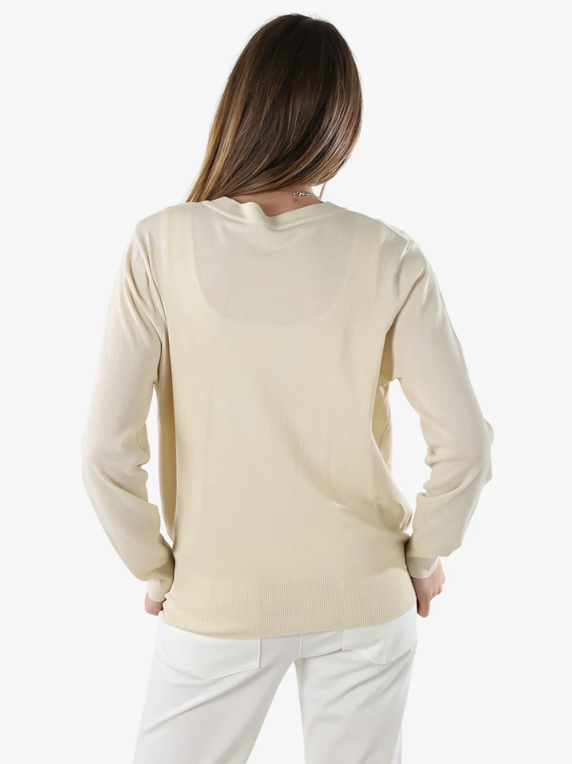 Solada Cardigan donna in maglia con bottoni gioiello - beige