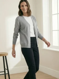 Solada Cardigan donna in maglia con bottoni - grigio