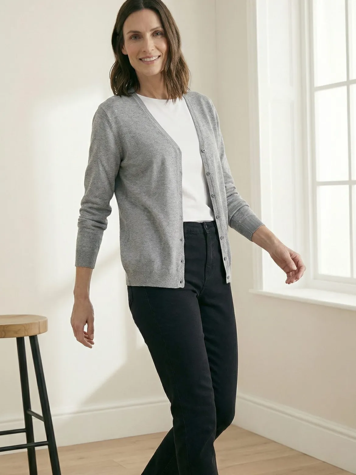 Solada Cardigan donna in maglia con bottoni - grigio