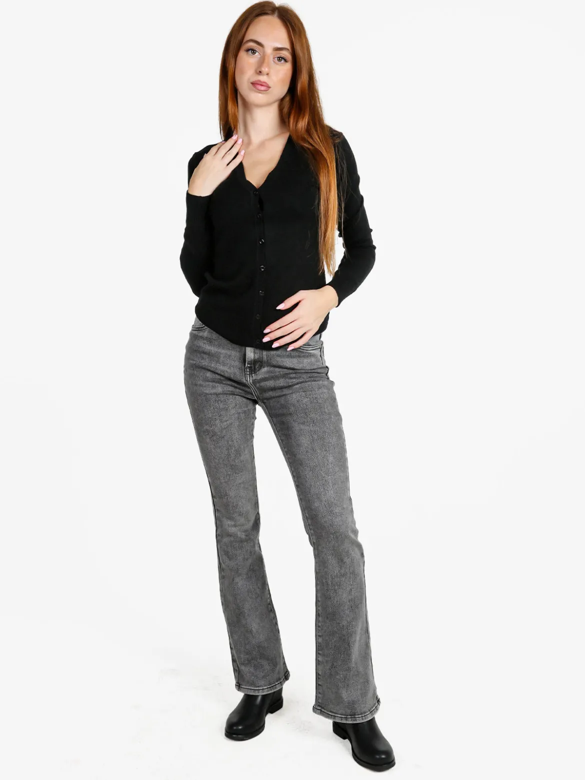 Solada Cardigan donna in maglia con bottoni - nero