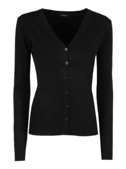 Solada Cardigan donna in maglia con bottoni - nero