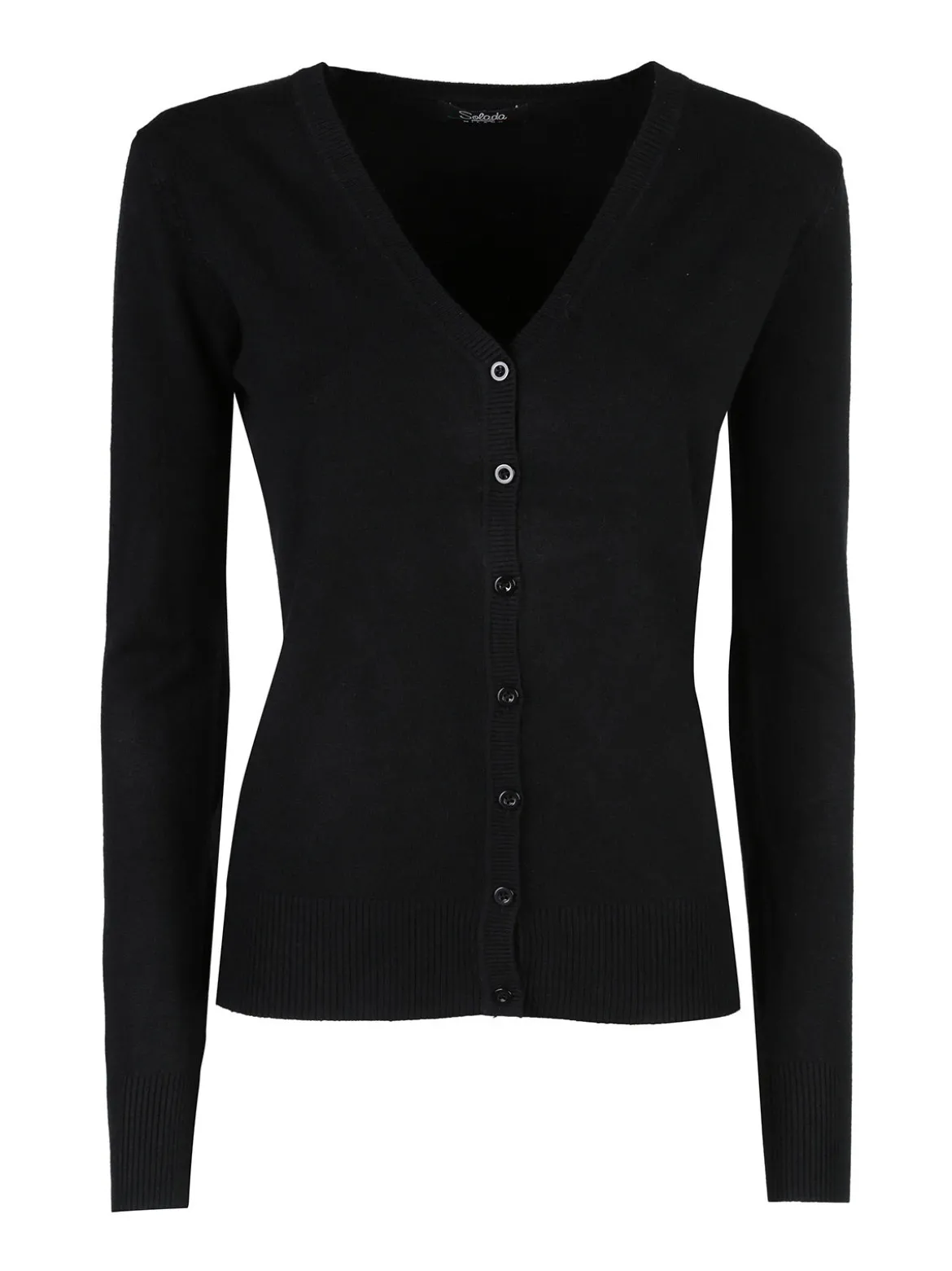 Solada Cardigan donna in maglia con bottoni - nero