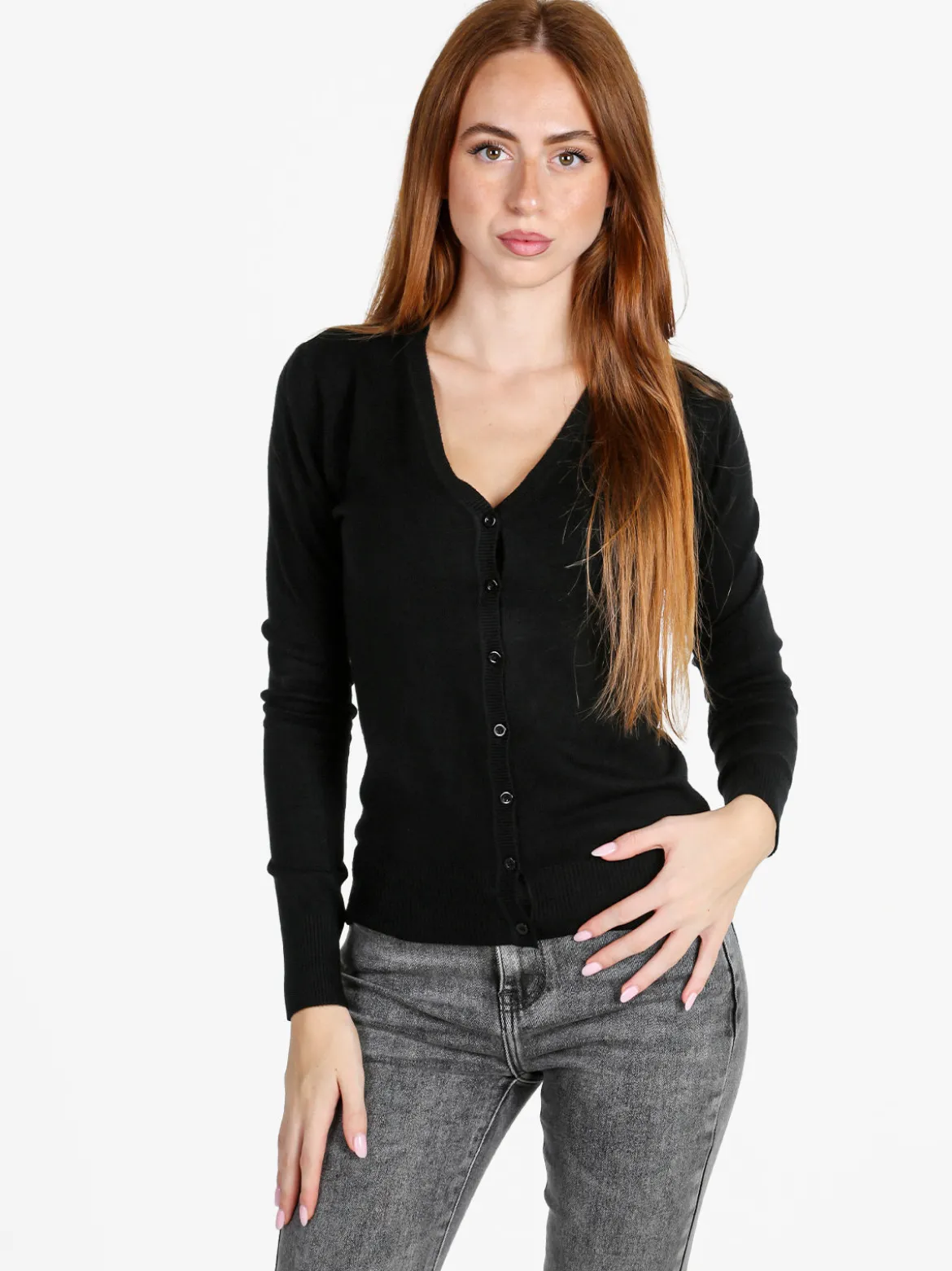 Solada Cardigan donna in maglia con bottoni - nero