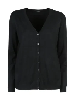 Solada Cardigan donna in maglia con bottoni - nero