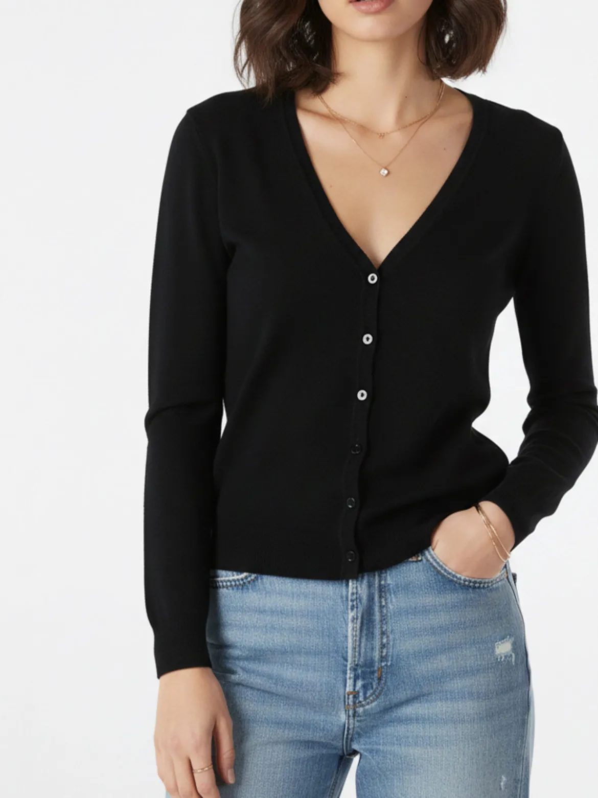 Solada Cardigan donna in maglia con bottoni - nero