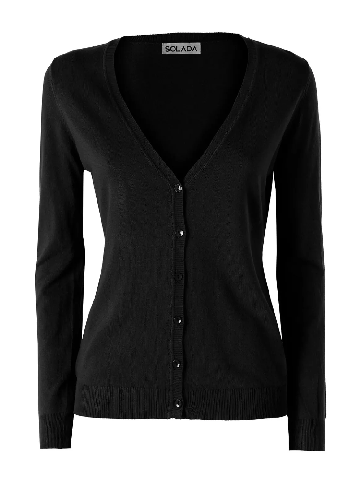 Solada Cardigan donna in maglia con bottoni - nero