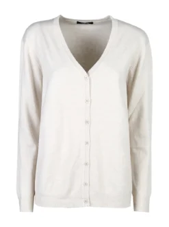 Solada Cardigan donna in maglia con bottoni - panna