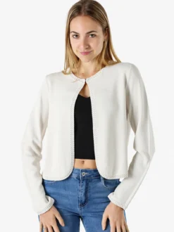 Solada Cardigan donna in maglia con gancino di chiusura - beige