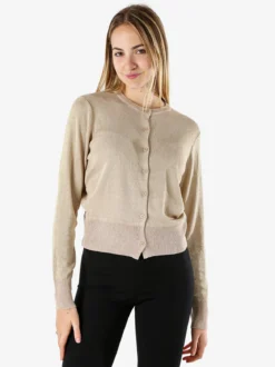 Solada Cardigan donna lurex con bottoni - cammello
