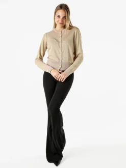 Solada Cardigan donna lurex con bottoni - cammello