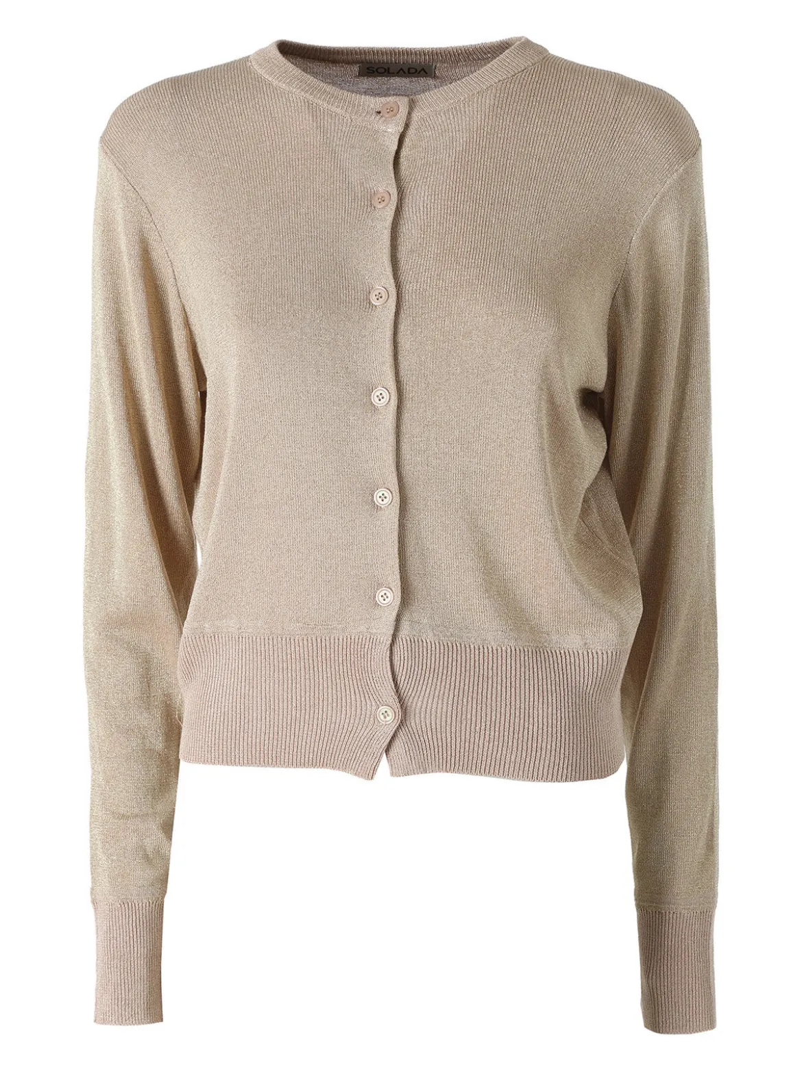Solada Cardigan donna lurex con bottoni - cammello
