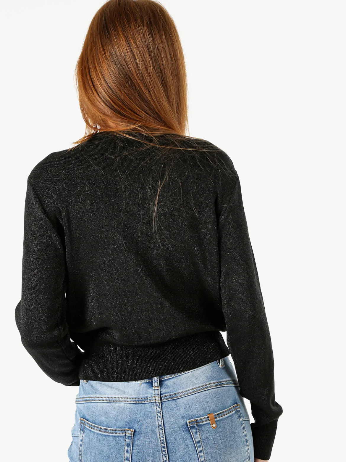 Solada Cardigan donna lurex con bottoni - nero