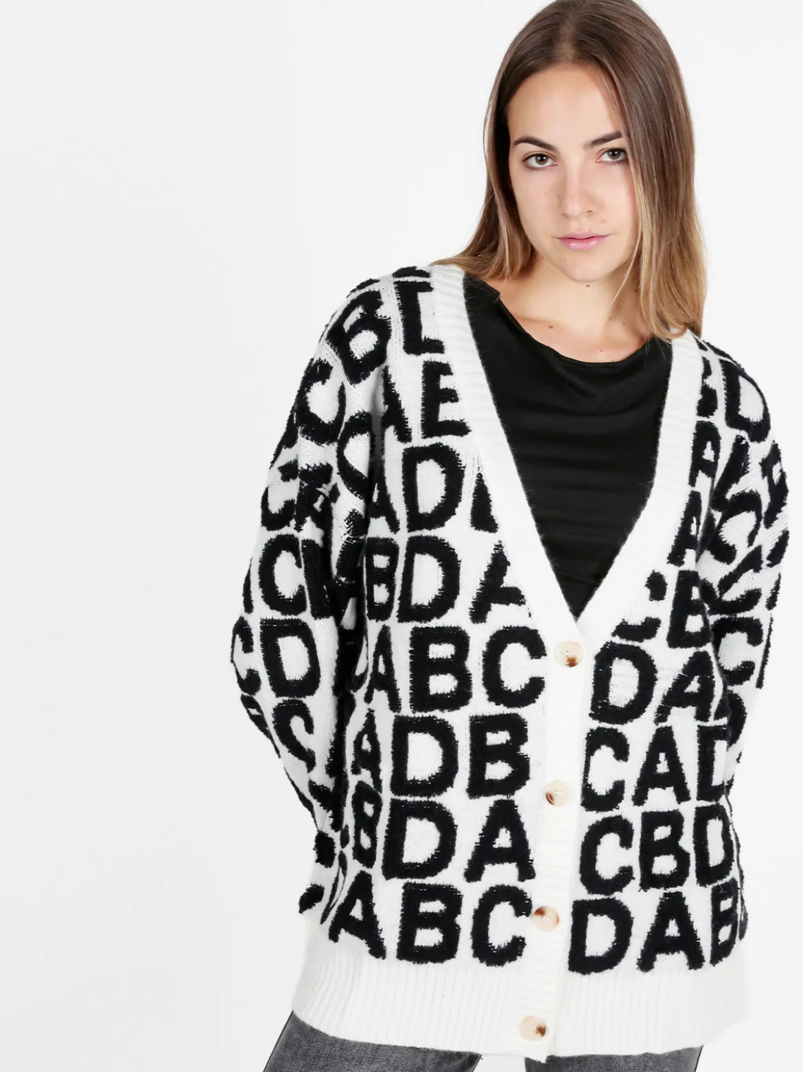 Solada Cardigan donna oversize in maglia con stampe