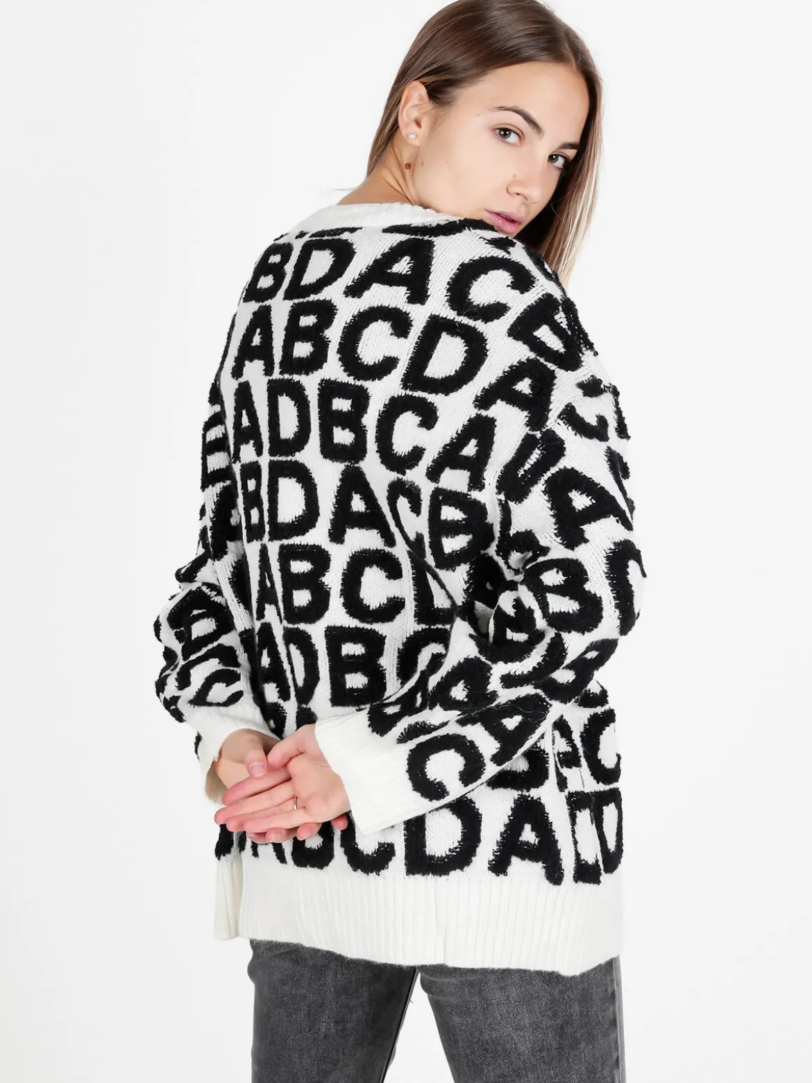 Solada Cardigan donna oversize in maglia con stampe