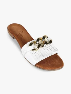 Solada Ciabatte in pelle donna con nappine