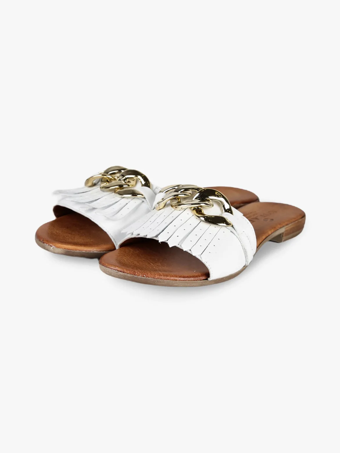 Solada Ciabatte in pelle donna con nappine