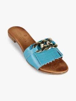 Solada Ciabatte in pelle donna con nappine