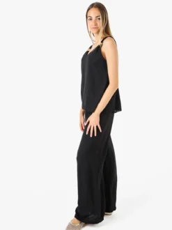 Solada Completo casual da donna con top e pantaloni a gamba larga - nero