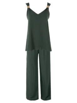 Solada Completo casual da donna con top e pantaloni a gamba larga - militare
