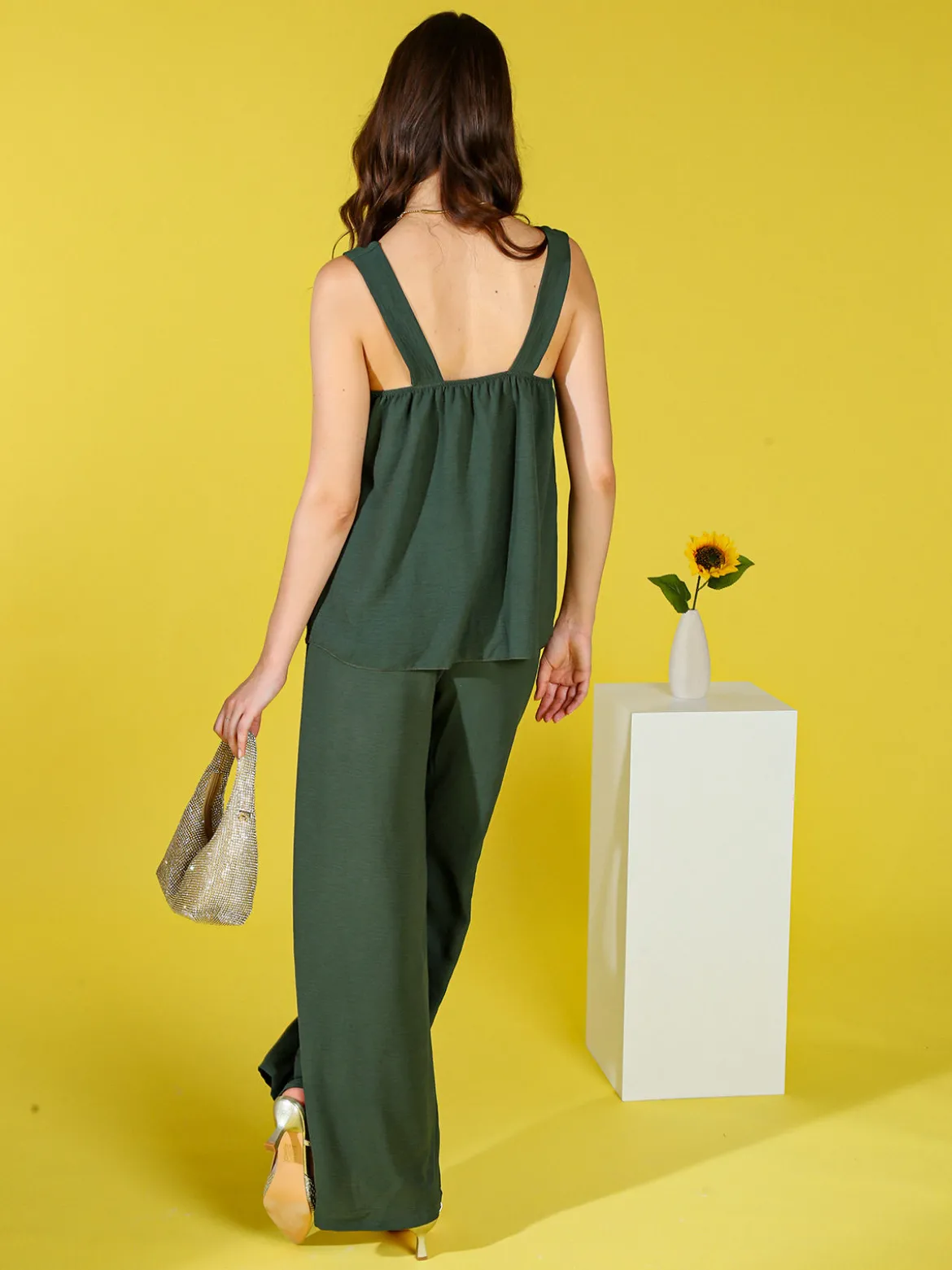 Solada Completo casual da donna con top e pantaloni a gamba larga - militare