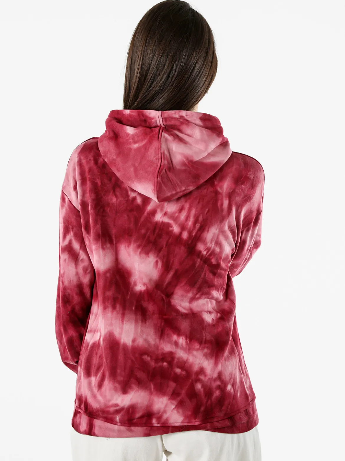 Solada Felpa colorata da donna oversize con cappuccio - bordeaux
