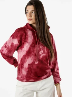 Solada Felpa colorata da donna oversize con cappuccio - bordeaux