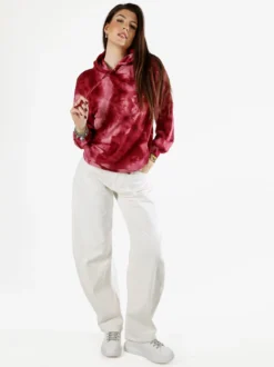Solada Felpa colorata da donna oversize con cappuccio - bordeaux
