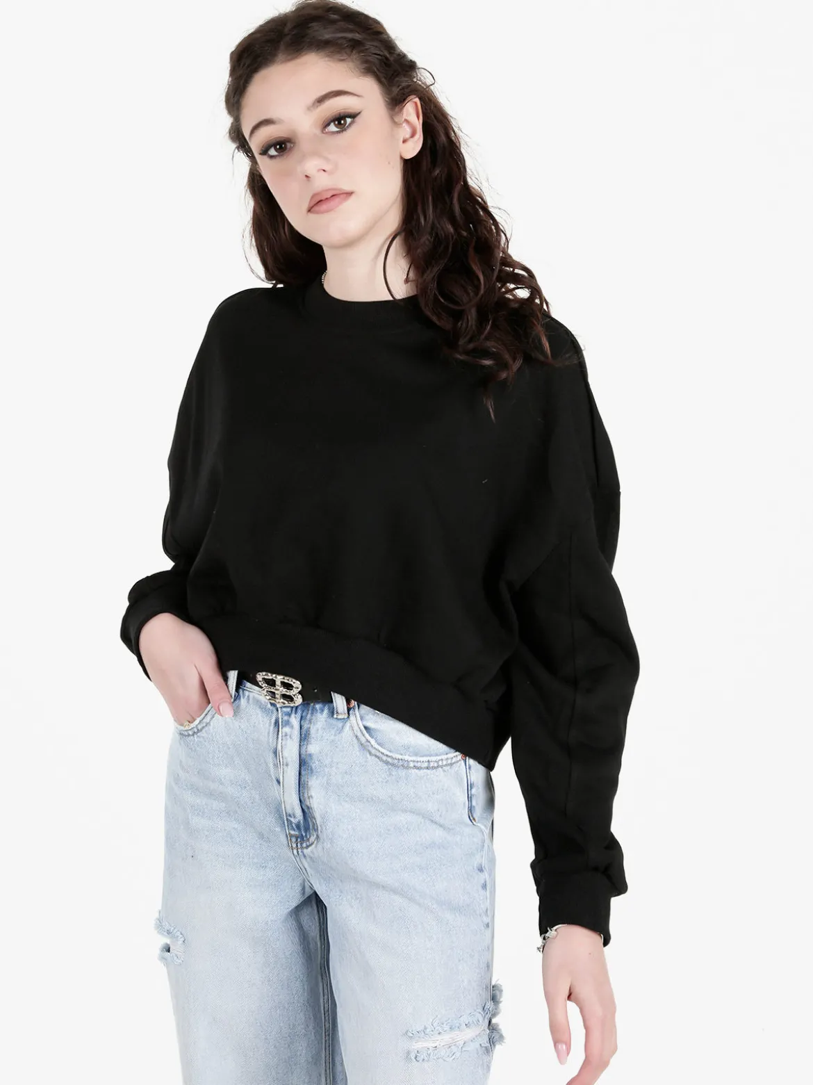 Solada Felpa cropped da donna oversize