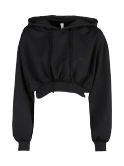 Solada Felpa donna cropped oversize con cappuccio - nero