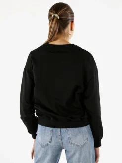 Solada Felpa donna girocollo con stampa cuori animalier - nero
