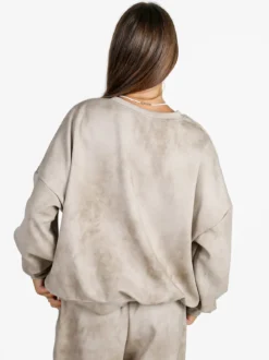 Solada Felpa donna girocollo oversize - beige