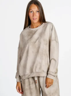 Solada Felpa donna girocollo oversize - beige